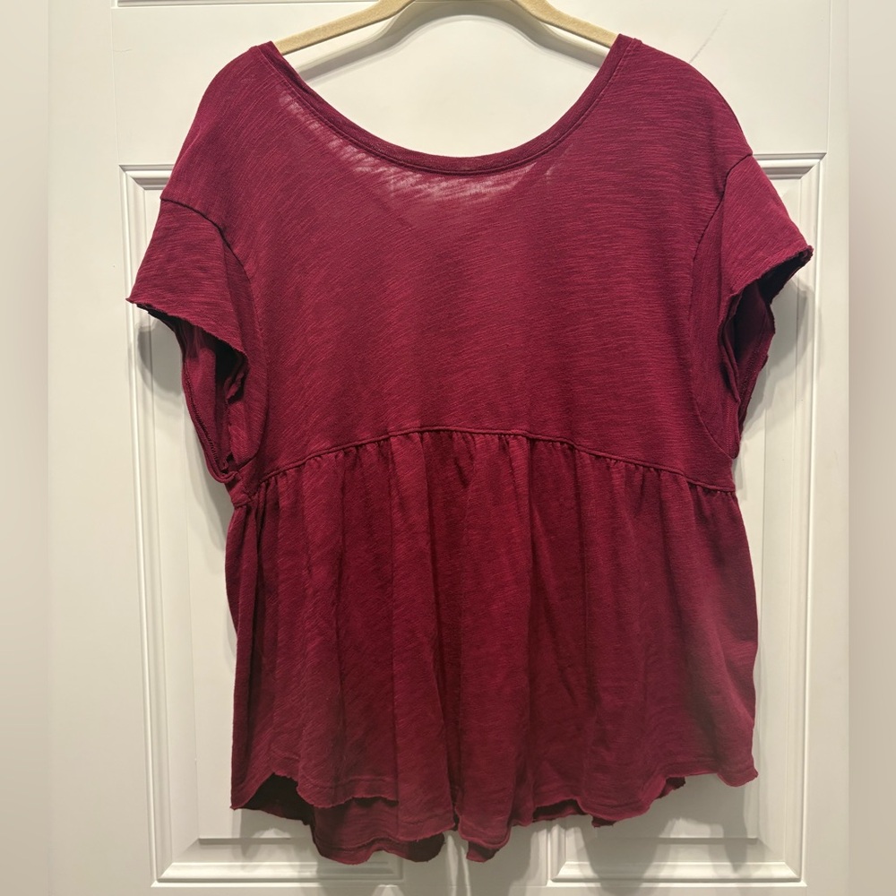 American Eagle Outfitters Maroon Short Sleeve Top